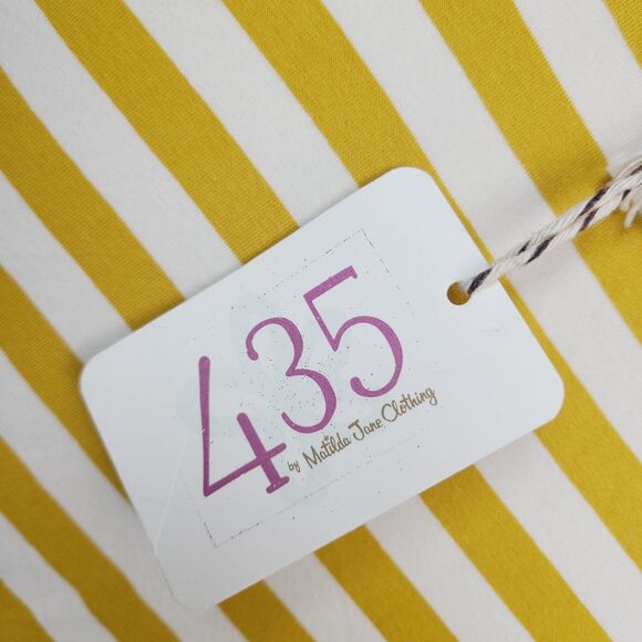 NEW Matilda Jane Sunshiny Days T-Shirt Dress Girls 14 Yellow Striped Knit Tiered - Picture 8 of 13